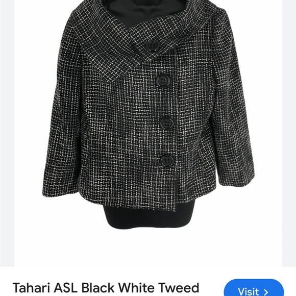 Tahari, ASL black, and white tweed - Picture 5 of 5